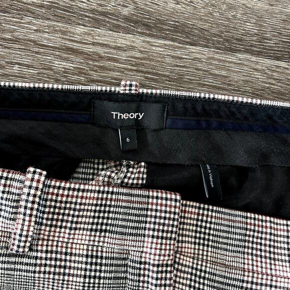 Theory Treeca 2 Deco Portland Plaid Cropped Pants 6 Wool Blend Tailored Trousers - Picture 11 of 14